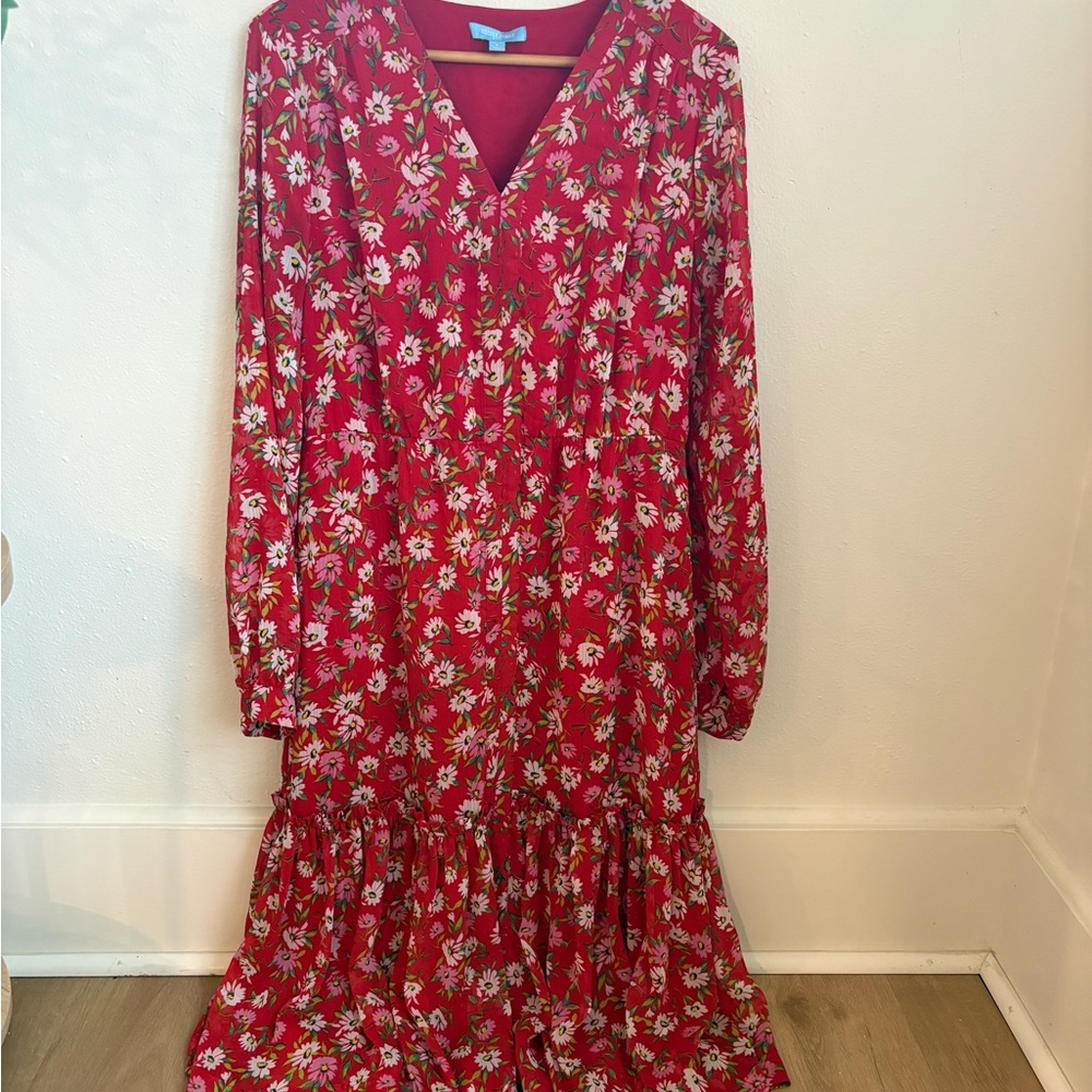 Draper James Red Floral Midi Dress - Picture 3 of 8